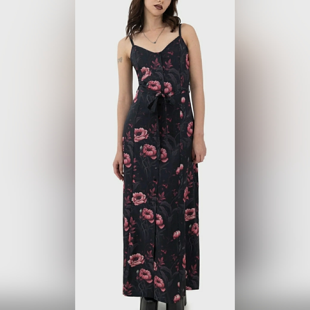 Killstar Black and Pink Floral Maxi Dress - Picture 2 of 7